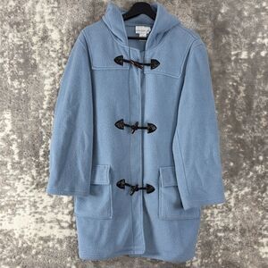 Susan Graver Size M Fleece Hooded Pocket Coat Blue Long Sleeve Outdoor Winter